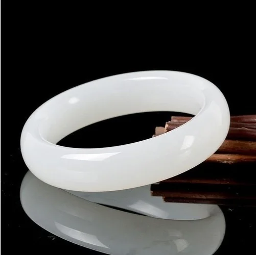 Men Accessories Hand - Genuine Natural White Jade Bangle Bracelet