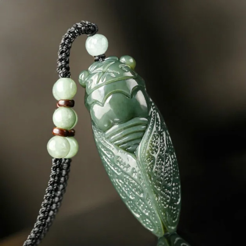 Men Accessories Hand - Natural Hetian Jade Cicada Pendant Beads