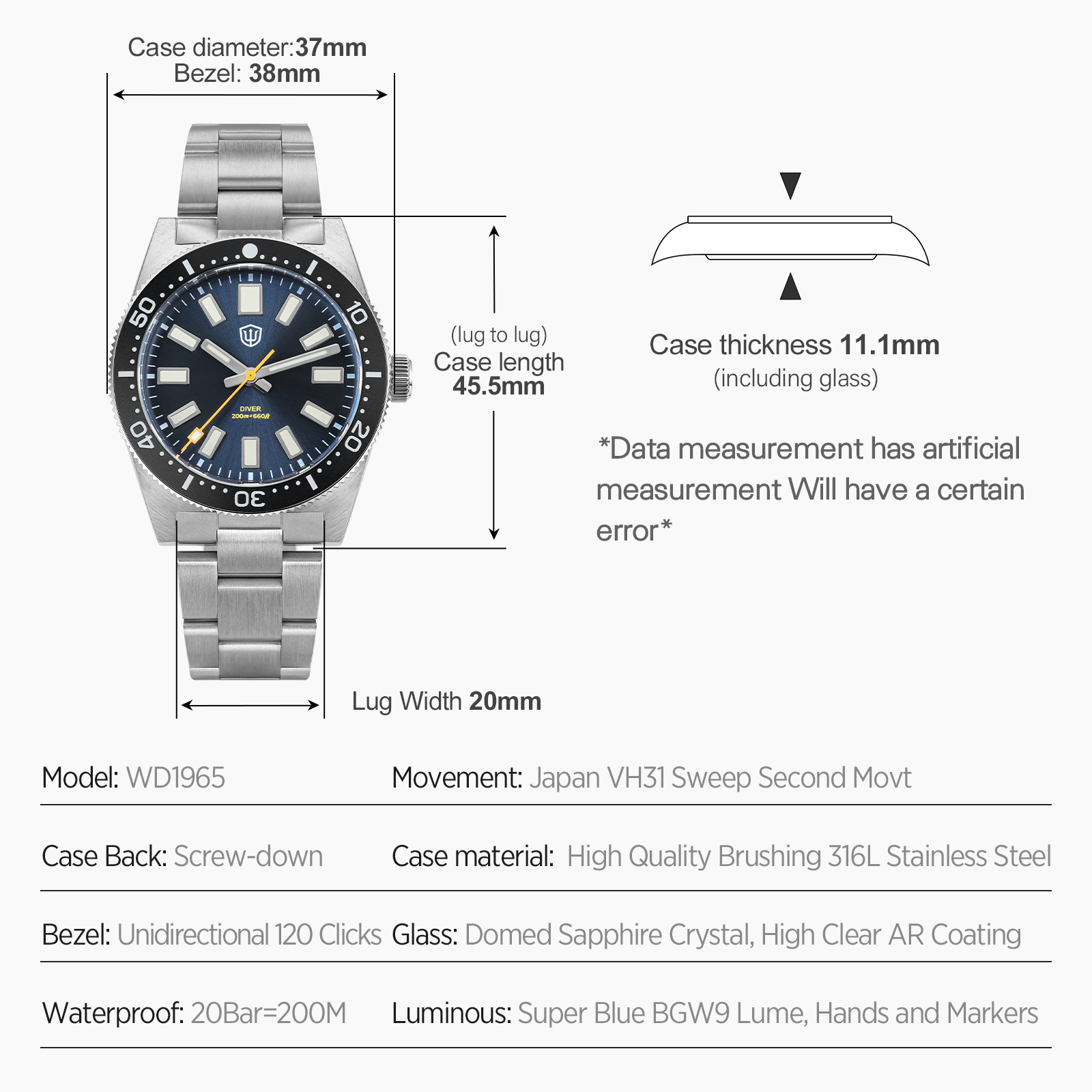 Watchdives 37Mm WD1965 V2 Man  - Men'S Accessories And Jewelry review and price