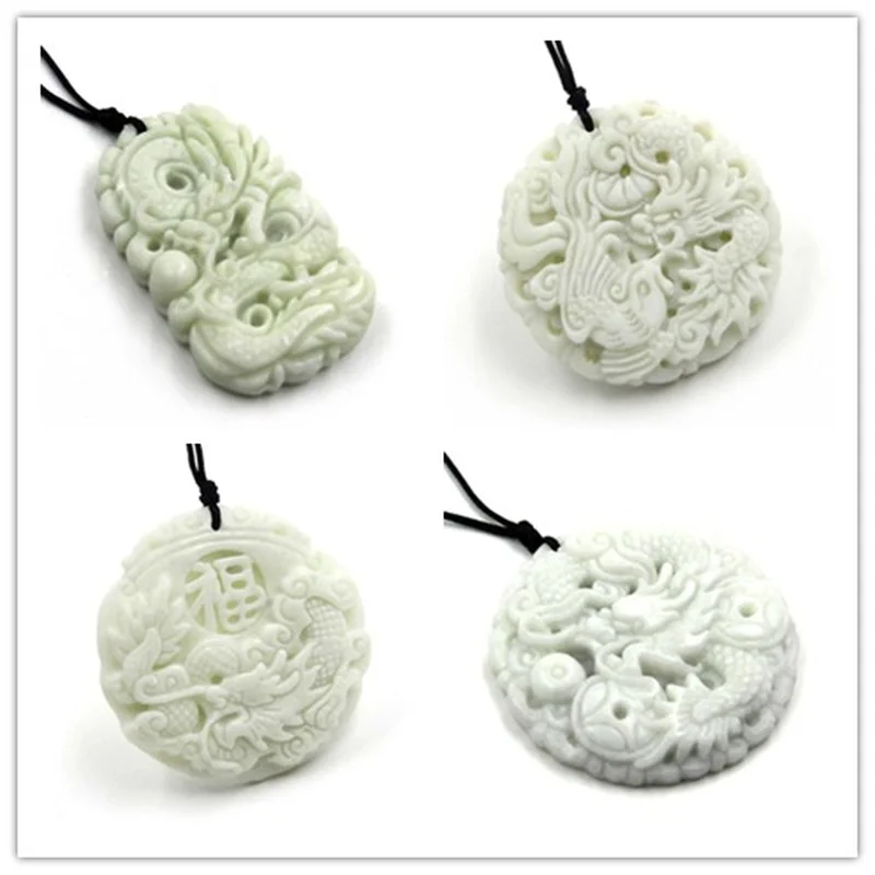Natural White jade Dragon Phoe - Men Accessories Hand review and price