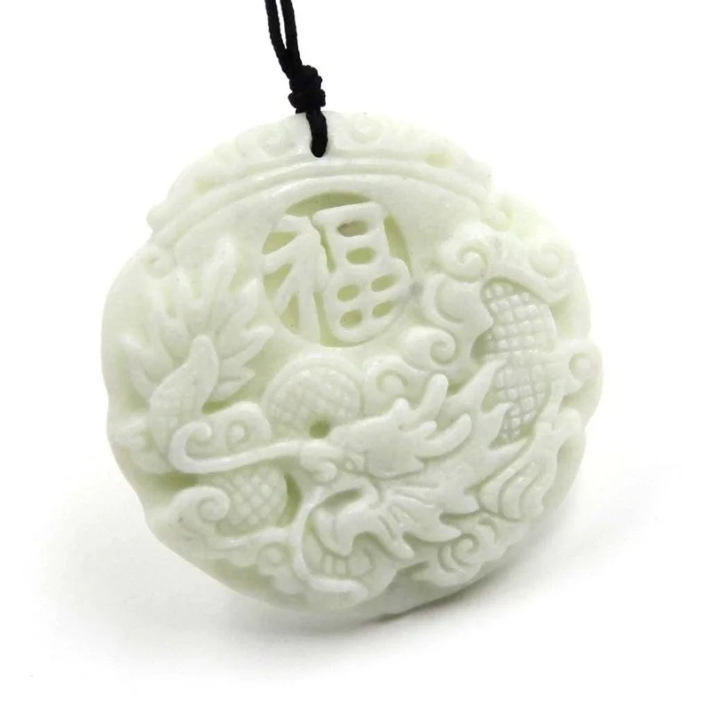 Natural White jade Dragon Phoe - Men Accessories Hand review and price