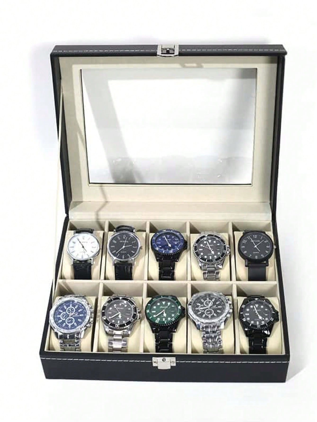 Leather Watch Box with Lock, L - Men'S Accessories Case review and price