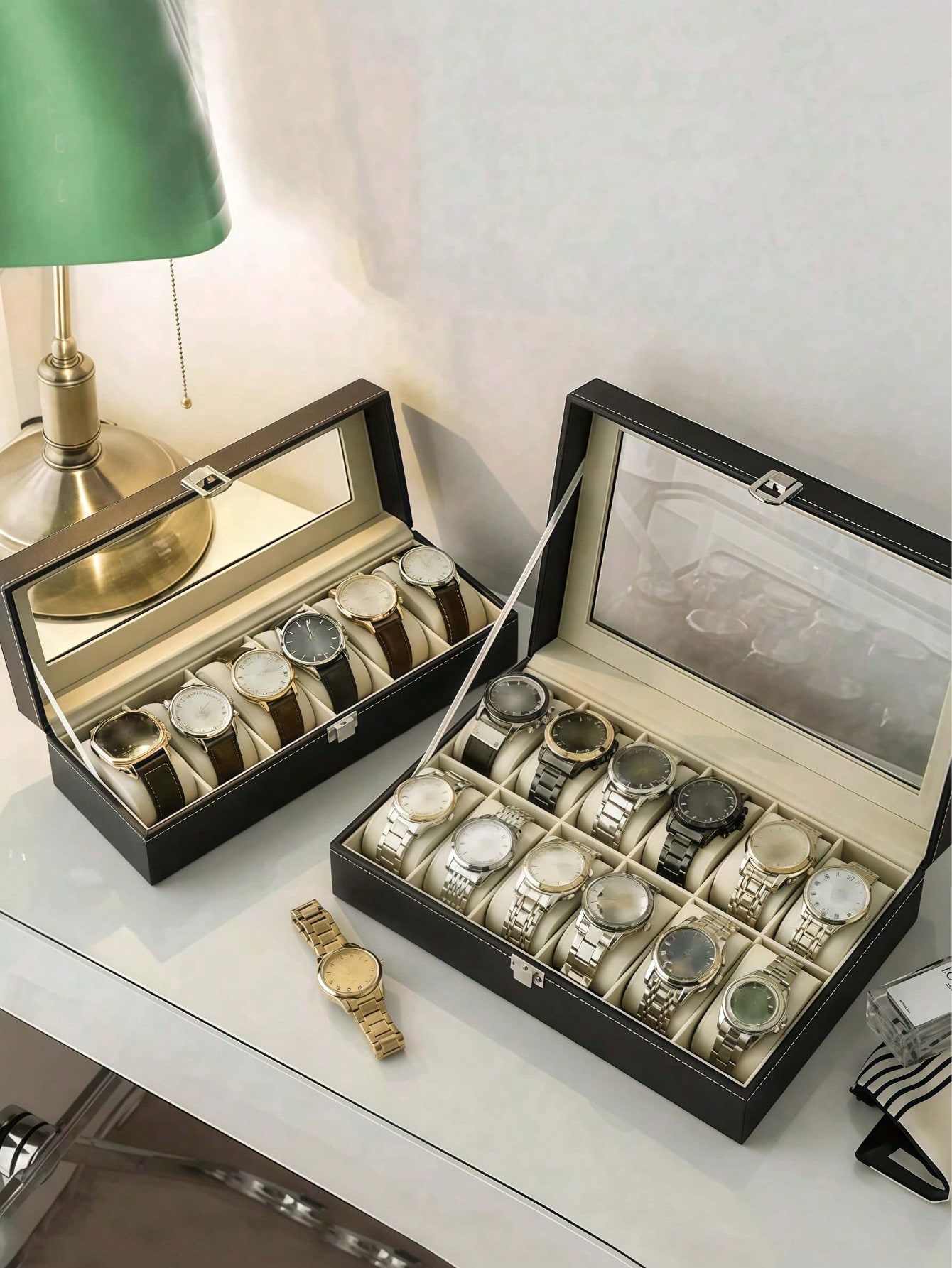 Leather Watch Box with Lock, L - Men'S Accessories Case review and price