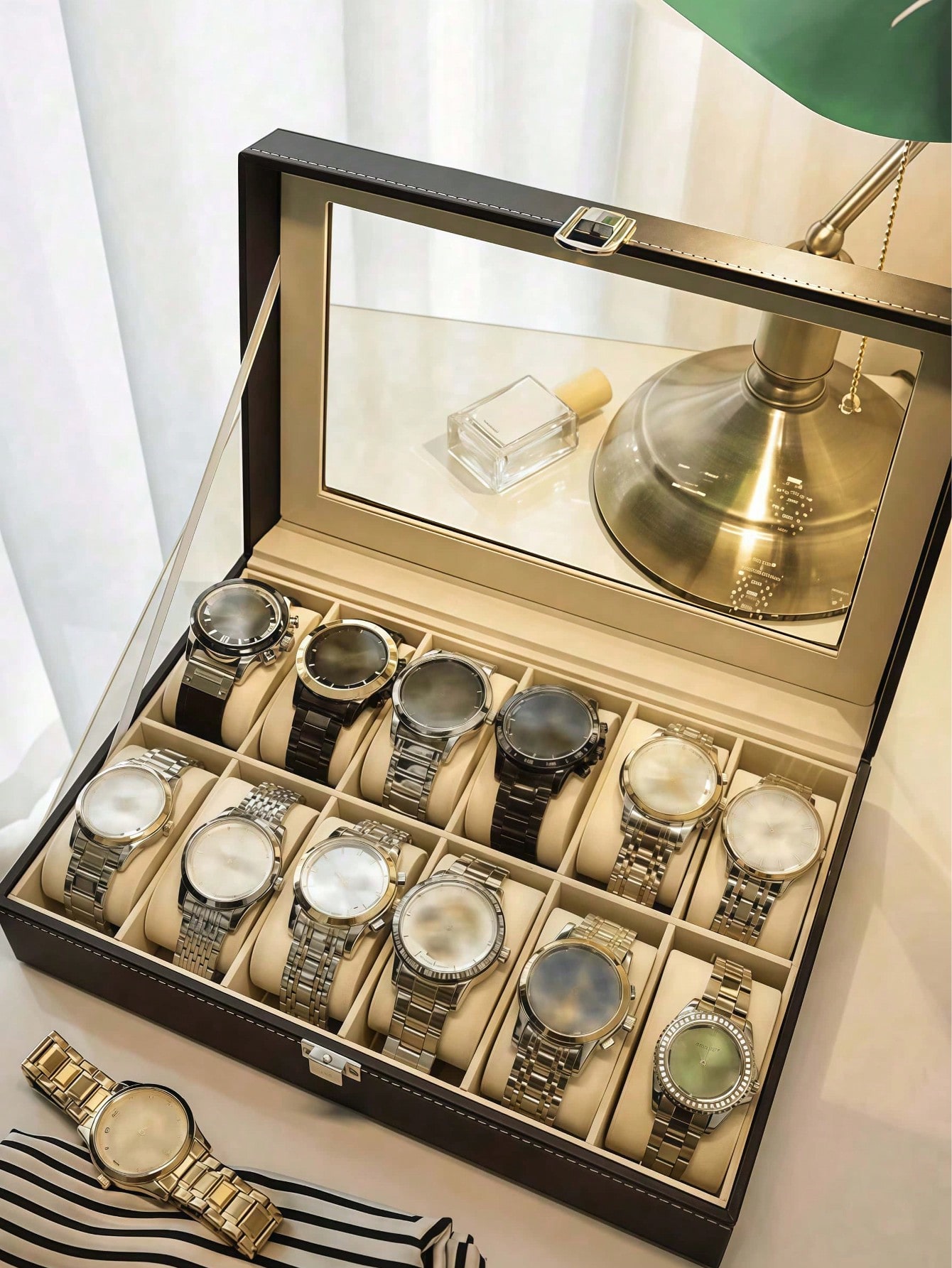 Leather Watch Box with Lock, L - Men'S Accessories Case review and price