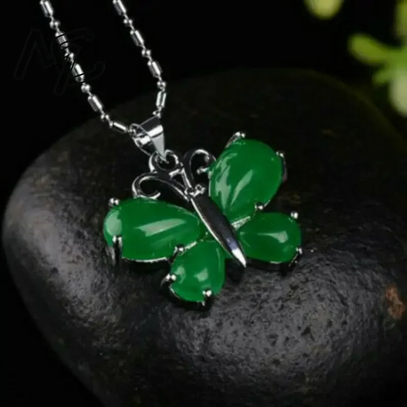 S925 Silver Green Jade Butterf - Men Accessories Hand review and price