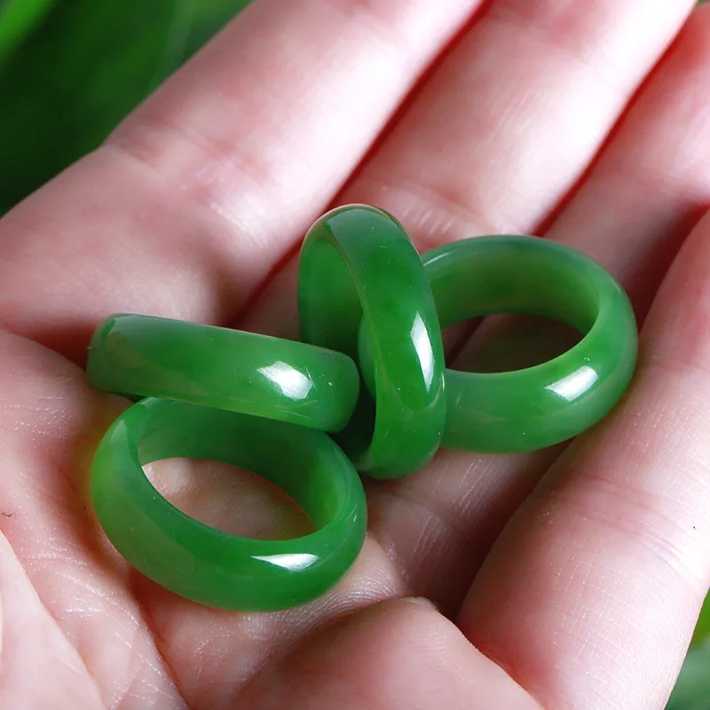 Natural Green Hetian Jade Ring - Men Accessories Hand review and price